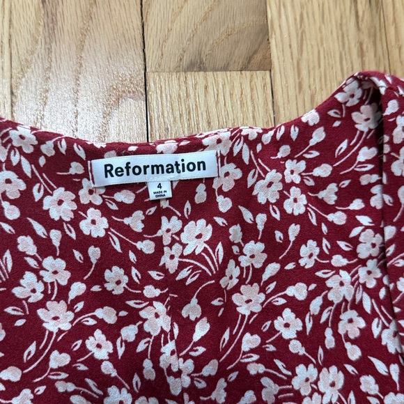 Reformation Londyn Midi Dress Red Floral Print Sz 4 - Picture 2 of 8